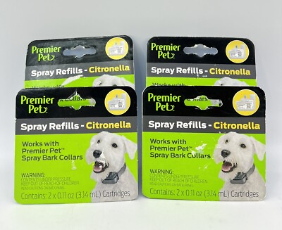 #ad 4x Premier Pet Anti Bark Dog Collar Spray Refills 2x 0.11 Oz Cartridges pk New $14.98