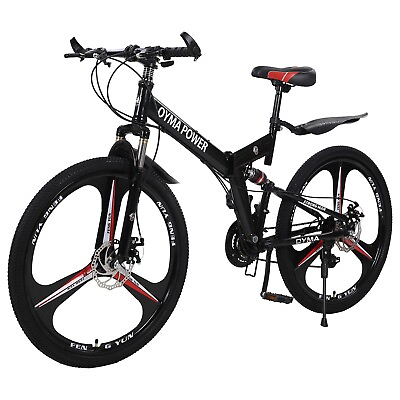 26quot; Folding Mountain Bike Shimanos 21 Speed Bicycle Full Suspension MTB Bike $169.55