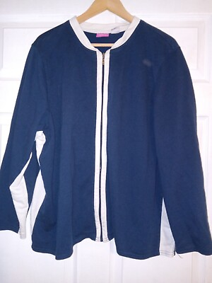 #ad Pappagallo Woman Shirt 2X Blue Zip Up $9.99
