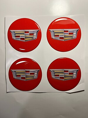 #ad Set of 4 pcs Cadillac Center Wheel Cap Stickers Decal Rims Emblem Logo $15.40