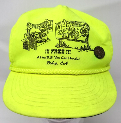 #ad Vtg WYE ROAD FEED SUPPLY Yellow Snap back Adjustable San Sun Baseball Hat $51.94