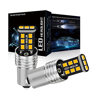 #ad Super Bright 1156 BA15S P21W 7506 LED Turn Signal Light Bulbs Amber Yellow 15smd $15.39