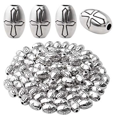 #ad 100pcs 8mm Antique Silver Spacer Bead Tibetan Beads Spacers Oval Spacers Jewelry $12.72