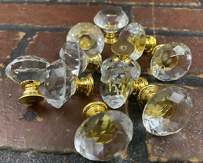 #ad Crystal Glass Pulls Knobs Drawer Cabinet Handle Round Kitchen Lot of 11 $22.99
