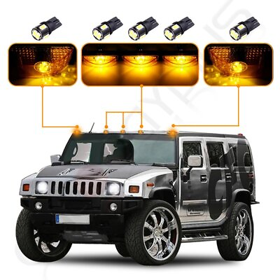 #ad New 5X Fits Hummer H2 Cab Marker Roof Yellow Cover Warm White T10 Lights $24.79