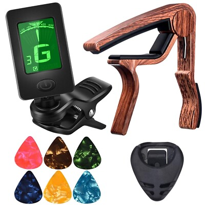 #ad Guitar Capo Tuner Fit for Ukulele Electric Bass Acoustic Guitar with Picks6673 AU $13.99