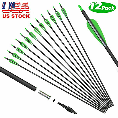 #ad #ad US 12Pcs 30 inch Carbon Arrows SP500 Archery Hunting For Compound amp; Recurve Bow $27.13