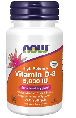 #ad Now Foods High Potency Vitamin D 3 5000 IU 240 Softgels Exp: 11 2025 $15.99
