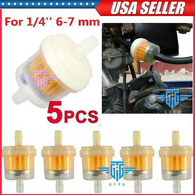 #ad #ad 5pcs Motor Inline Gas Oil Fuel Filter Small Engine For 1 4#x27;#x27; Line 6 7mm Hose US $3.79