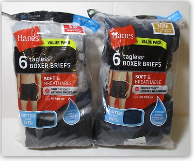 #ad Hanes COVERED BAND 6 PK S or M Cool Comfort Tagless Boxer Briefs wicking fab $18.95