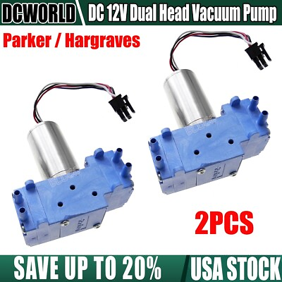 #ad 2PCS DC 12V Small Vacuum Pump Diaphragm Pump Dual Head Brushless Motor Air Pump $39.99
