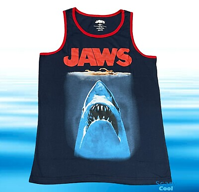 #ad New Jaws Tank Top Shark Horror Movie Mens Vintage T Shirt $19.95
