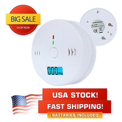 Carbon Monoxide Detector Alarm Battery Operated with LCD and Batteries $9.90