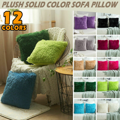 #ad Fluffy Faux Soft Plush Pillow Case Cover Cushion Home Bed Sofa Decor 45CM x45CM $8.88