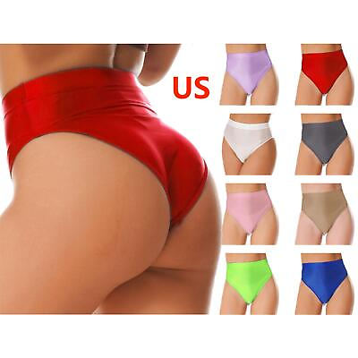 #ad US Women Glossy High Waist Briefs Underwear Swimsuit Bottom Swimwear Bottoms $8.00