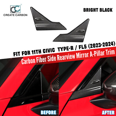 #ad #ad Real Carbon Fiber Wind Deflectors For Honda 11th Gen Civic Type R FL5 2023 $115.99