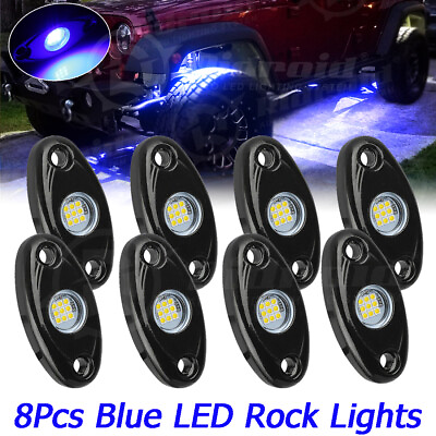 #ad 8X Blue LED Rock Lights Underbody Trail Rig Glow Lamp Offroad SUV Pickup Truck $32.99