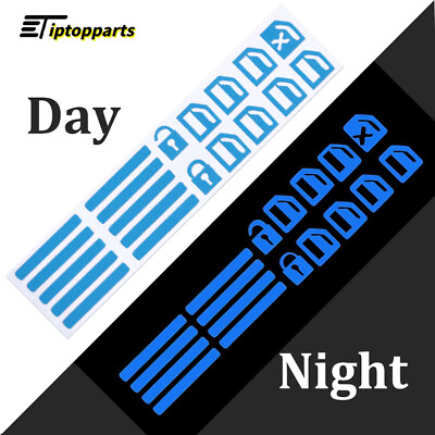 #ad #ad Blue Car Sticker Door Window Switch Luminous Sticker Night Safety Accessories $5.90