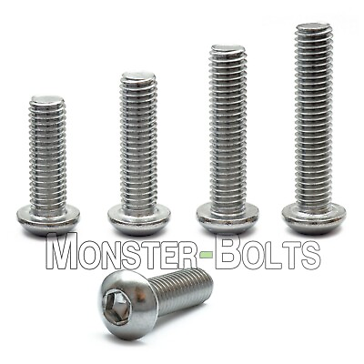#ad M3 Stainless Steel Button Head Socket Cap Screws A2 Metric ISO 7380 0.50 Coarse $5.53