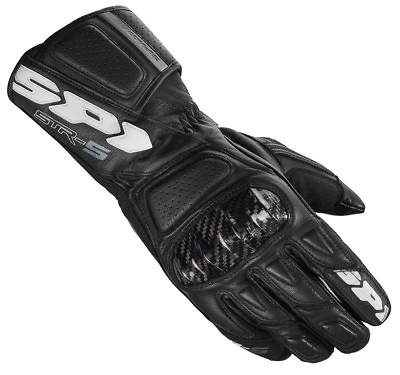 Spidi STR 5 Motorcycle Motorbike Racing Leather Suede Carbon Gloves Black GBP 97.19