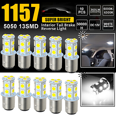 #ad 10x 1157 BAY15D 13 SMD LED Tail Brake Stop Turn Signal Parking Light Bulbs White $9.98