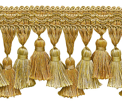 #ad Gold Antique Gold 3.75quot; Tassel Fringe Trim Rustic Gold By The Yard $12.98