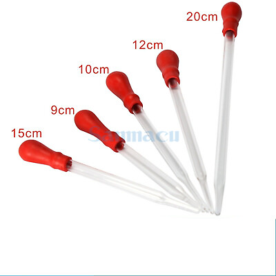 #ad 10Pcs Durable Long Glass Pipette Dropper Lab Supplies With Red Rubber Cap GBP 2.65