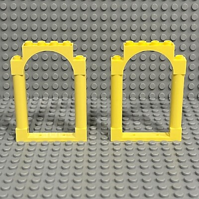 #ad Lego 40066 Door Frame 1x6x7 Arched with Notches Rounded Pillars Lot of 2 Yellow $4.49