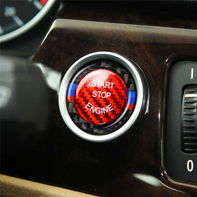 for BMW E90 E92 E93 Series Red Carbon Fiber Engine Start Stop Button Cover $8.98