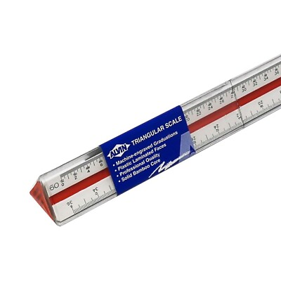 #ad Alvin 241B Engineer Scale 12in Triangular Drafting Ruler Solid Bamboo Japan $29.96