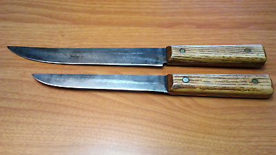 #ad Lot of 2 Vintage FORGECRAFT HI CARBON Kitchen Knives 6in Utility 8in Carving USA $34.92