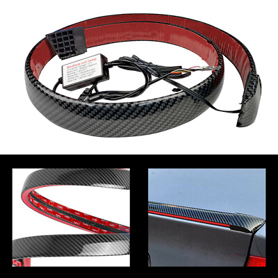 #ad 12V 4.2 Ft LED Car Tail Carbon Fiber Brake Bar Light Strip Rear Spoiler Lip Trim $25.99