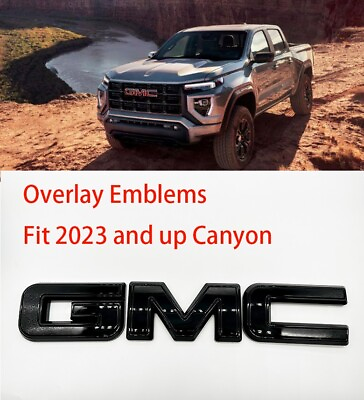#ad For Rear GMC Gloss Black OVERLAY Emblem Badge Fit 2023 GMC Canyon Tailgate $40.88