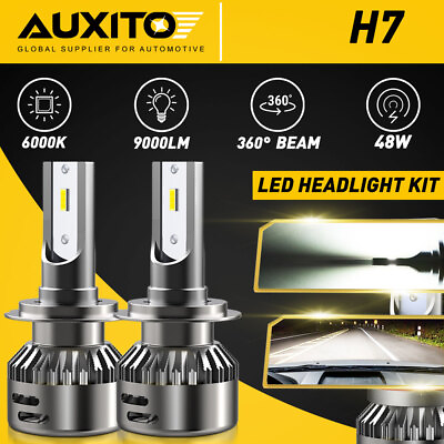 #ad AUXITO LED H7 Headlight Bulbs Kit High Low Beam 48W 9000LM 6500K White USA Stock $19.99