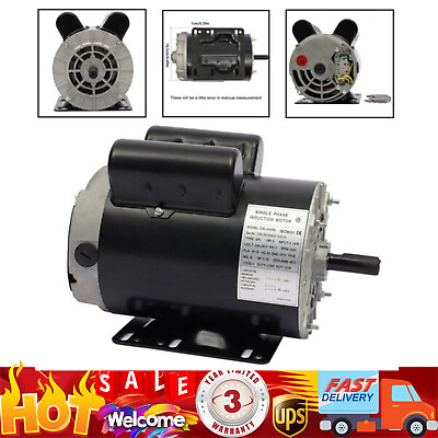 #ad 5 HP SPL 3450RPM Electric Air Compressor Duty Motor 56 Frame 5 8quot; Shaft 1 Phase $161.10