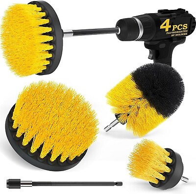 #ad #ad Drill Brush Set 4 Piece Yellow with 6quot; Extension Fast Free Shipping $6.95