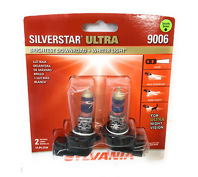 #ad SYLVANIA Silverstar Ultra Brightest Downroad Halogen Headlight Bulb 9006 2 Pk $26.95
