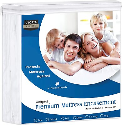 #ad Premium Mattress Zippered Encasement Waterproof Cover Utopia Bedding 12quot; Deep $161.99