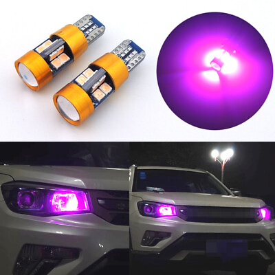 #ad 2pcs Pink Purple Car 168 W5W LED Parking City Lights T10 2825 2821 19 SMD Bulbs $8.39