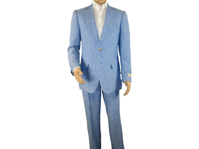 #ad Men#x27;s Summer Linen Suit Apollo King Half Lined 2 Button European LN9 Light Blue $62.50