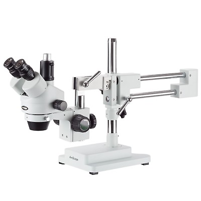 #ad AmScope 3.5X 45X Trinocular Stereo Zoom Microscope with Double Arm Boom Stand $498.99