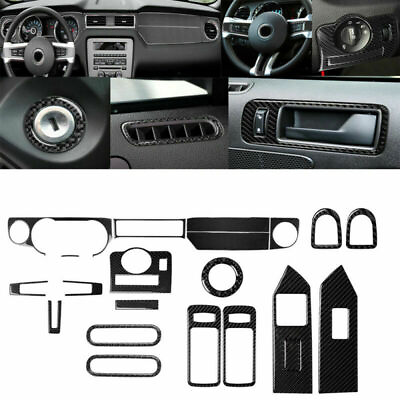 #ad 21Pcs Carbon Fiber Full Set Interior Decor Cover Trim For Ford Mustang 2009 2013 $82.99