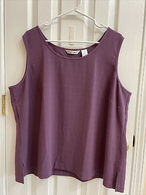 #ad Draper’samp;Damon’s solid purple sleeveless blouse sz2X side slits $12.00