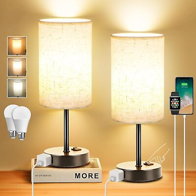 #ad Table Lamp for Bedroom Bedside Table Lamps Set 2 Small Lamp with 3Way Dimmable $73.00
