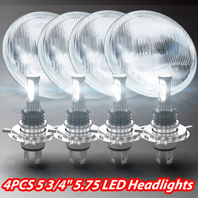 #ad 4pcs 5.75quot; inch LED Round Headlight Halo HI LO Beam Fit for Peterbilt 349 359 $129.99