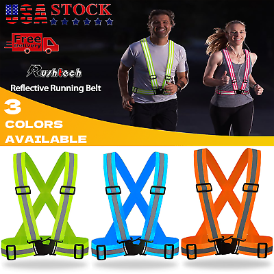 #ad Reflective Vest Adjustable Safety Belt Stripe Strap Night Running Jogging Biking $6.84