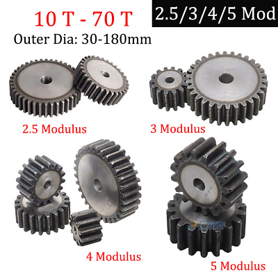 #ad 2.5 3 4 5M 45# Steel Spur Gear 10 70 Teeth 30 180mm OD Transmission Gear For CNC $14.50