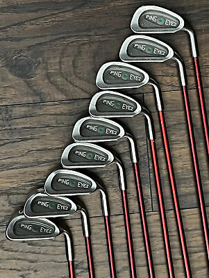 Ping Eye 2 Iron Set 3 SW 9 Clubs Green Dot CFP57 Carbon Shafts Matching Numbers $345.00