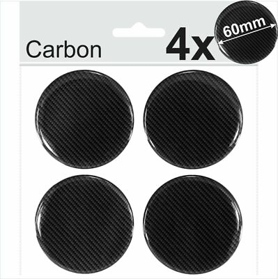 #ad 4x 60mm Carbon Domed Resin Centre Cap Hub Stickers Wheel trims Caps Badge Emblem $8.83