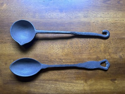 #ad Vintage Restored 2pc. Cast Iron Smelting Spoon amp; Ladle Set $40.00